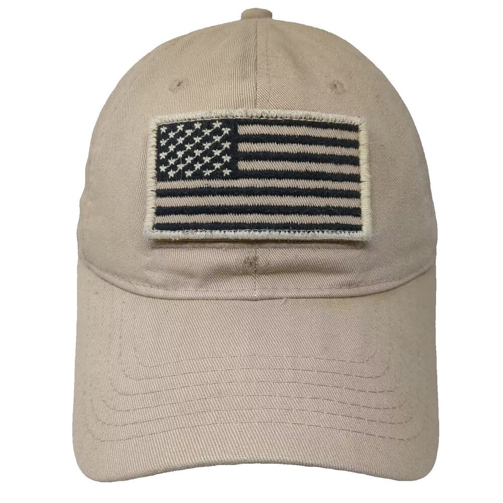 USA Headwear Baseball Cap Beige Black OS American Firefighter Flag Strapback Hat